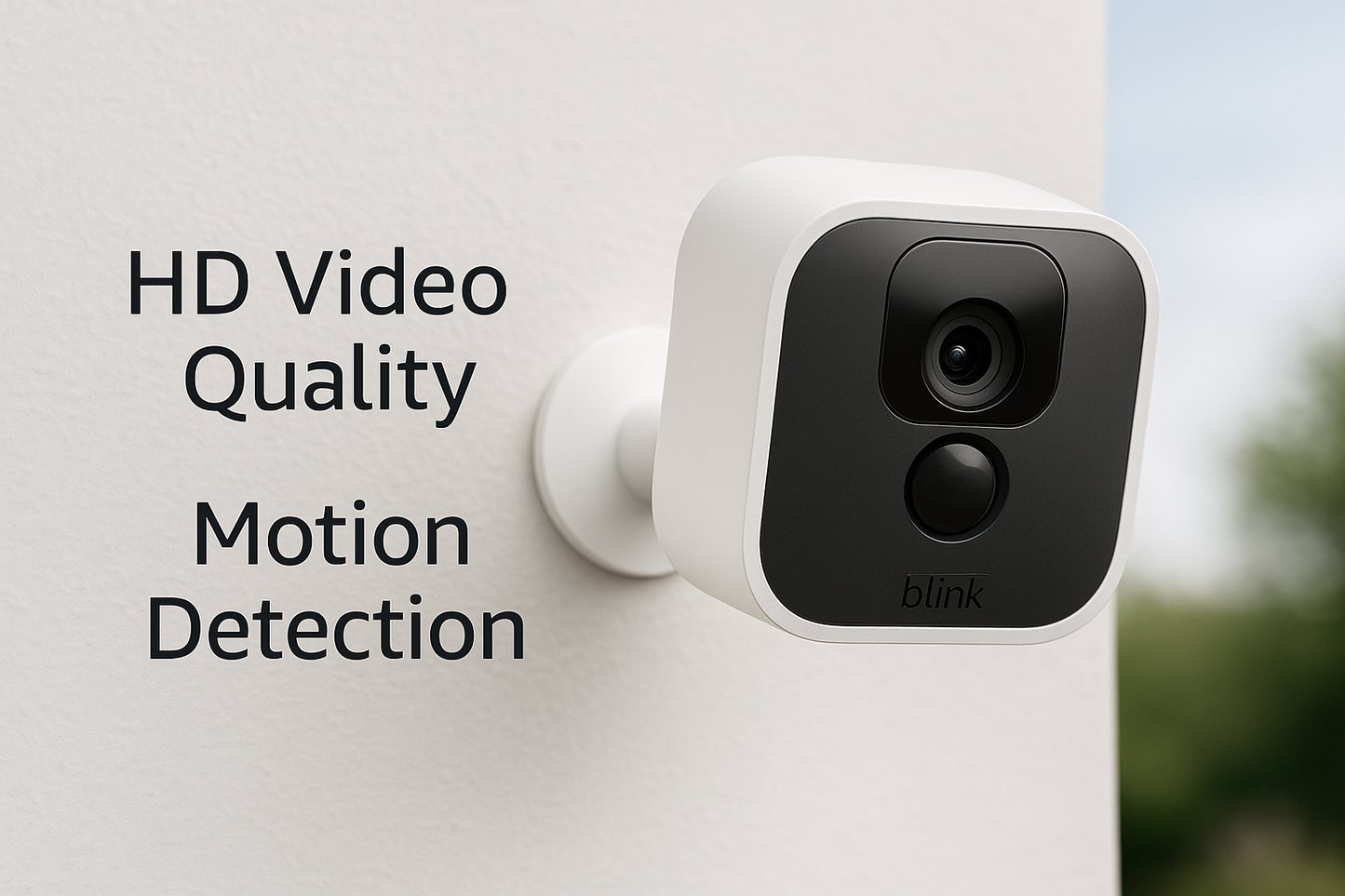Blink camera with HD Video and Motion Detection text