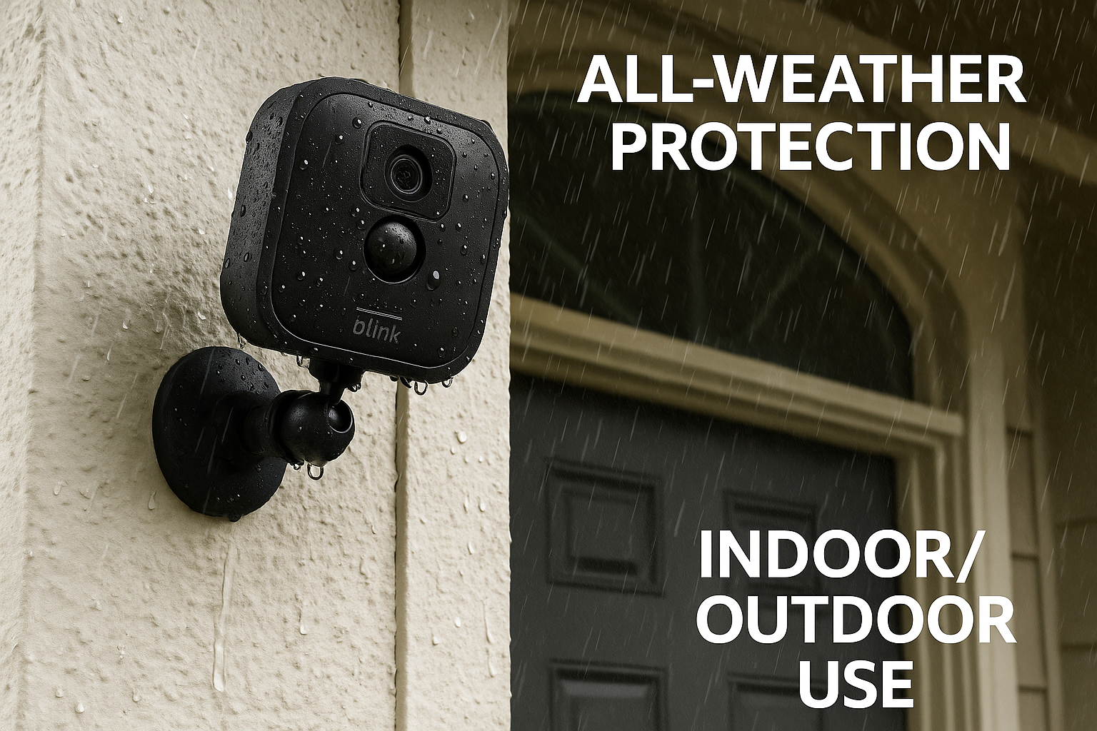 Blink camera outdoor with All-Weather Protection text