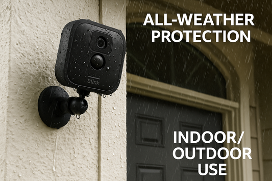 Blink camera outdoor with All-Weather Protection text